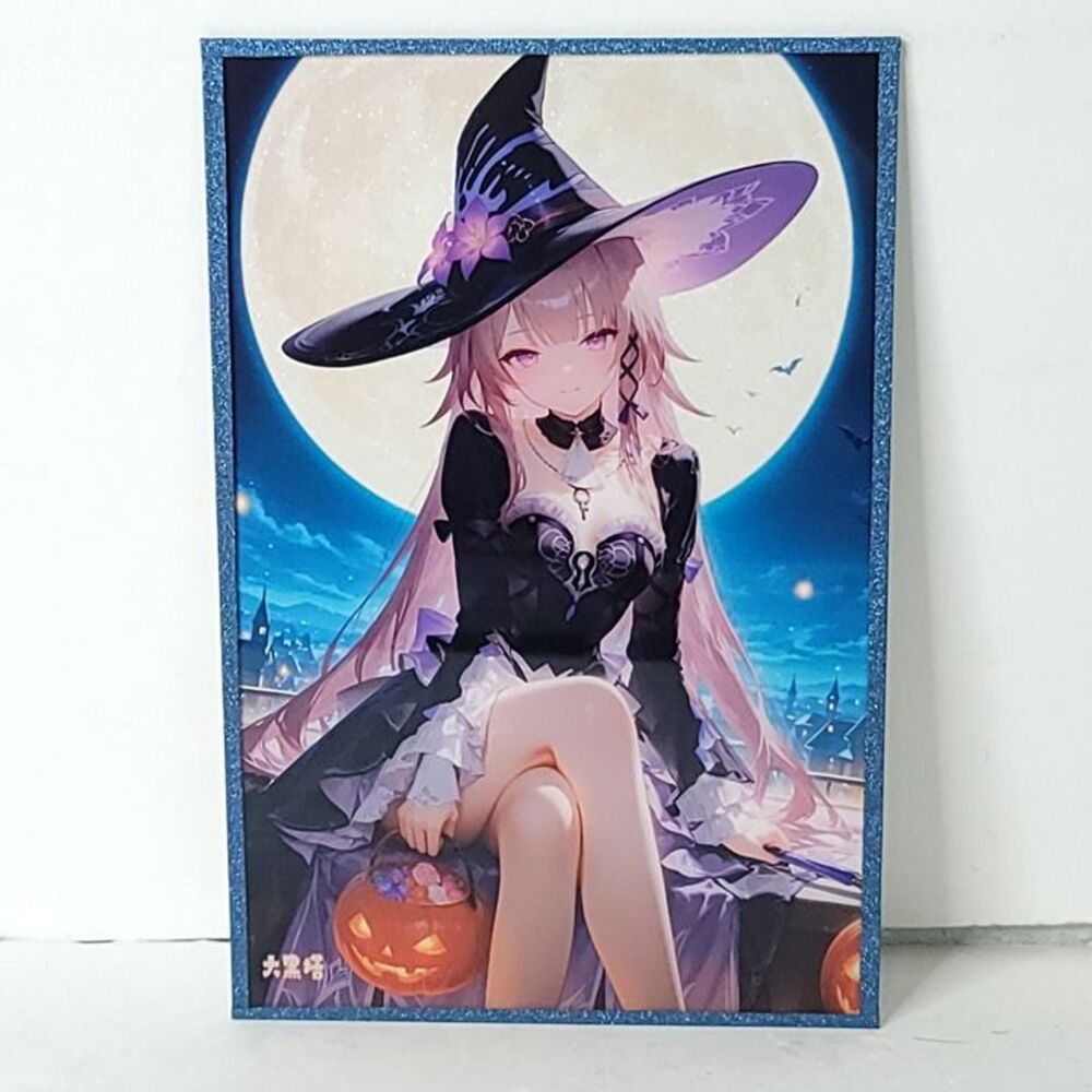 Herta Halloween Moonlight Witch Waifu Card Anime Girl Wall Art Oversize Board A5